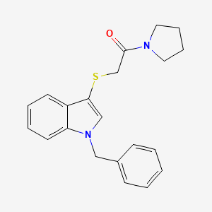 molecular formula C21H22N2OS B2528922 2-((1-benzyl-1H-indol-3-yl)thio)-1-(pyrrolidin-1-yl)ethanone CAS No. 681273-47-2