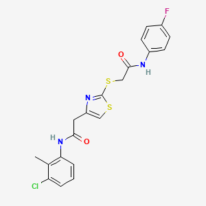 molecular formula C20H17ClFN3O2S2 B2528924 N-(3-chloro-2-methylphenyl)-2-(2-((2-((4-fluorophenyl)amino)-2-oxoethyl)thio)thiazol-4-yl)acetamide CAS No. 942001-27-6