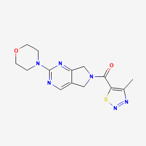 molecular formula C14H16N6O2S B2528927 (4-methyl-1,2,3-thiadiazol-5-yl)(2-morpholino-5H-pyrrolo[3,4-d]pyrimidin-6(7H)-yl)methanone CAS No. 2034369-03-2
