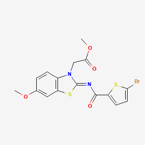molecular formula C16H13BrN2O4S2 B2528928 (Z)-甲基 2-(2-((5-溴噻吩-2-羰基)亚氨基)-6-甲氧基苯并[d]噻唑-3(2H)-基)乙酸酯 CAS No. 865199-84-4