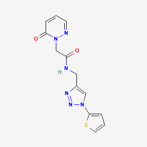 molecular formula C13H12N6O2S B2528929 2-(6-氧代吡哒嗪-1(6H)-基)-N-((1-(噻吩-2-基)-1H-1,2,3-三唑-4-基)甲基)乙酰胺 CAS No. 2034381-85-4