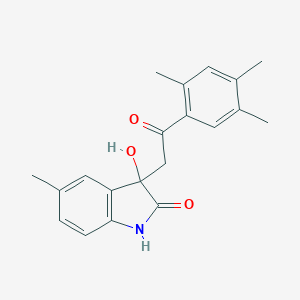 molecular formula C20H21NO3 B252893 3-hydroxy-5-methyl-3-[2-oxo-2-(2,4,5-trimethylphenyl)ethyl]-1,3-dihydro-2H-indol-2-one 
