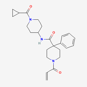 B2528942 N-[1-(Cyclopropanecarbonyl)piperidin-4-yl]-4-phenyl-1-prop-2-enoylpiperidine-4-carboxamide CAS No. 2361705-09-9