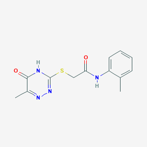 molecular formula C13H14N4O2S B2528949 2-(5-Hydroxy-6-methyl-[1,2,4]triazin-3-ylsulfanyl)-N-o-tolyl-acetamide CAS No. 570361-90-9