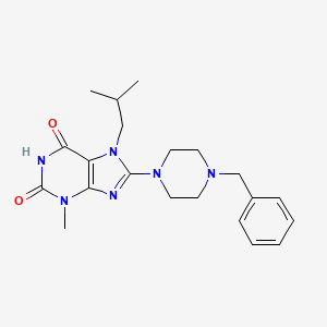 molecular formula C21H28N6O2 B2528952 8-(4-苄基哌嗪-1-基)-7-异丁基-3-甲基-1H-嘌呤-2,6(3H,7H)-二酮 CAS No. 895831-40-0