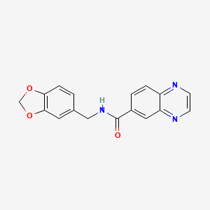 molecular formula C17H13N3O3 B2528959 N-(1,3-benzodioxol-5-ylmethyl)quinoxaline-6-carboxamide CAS No. 881453-56-1