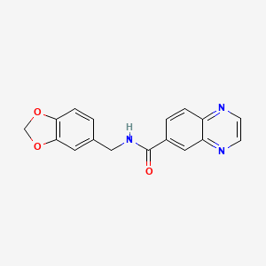 molecular formula C17H13N3O3 B2528959 N-(1,3-苯并二氧杂环戊烯-5-基甲基)喹喔啉-6-甲酰胺 CAS No. 881453-56-1