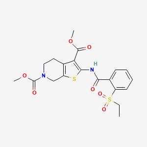 molecular formula C20H22N2O7S2 B2528964 dimethyl 2-(2-(ethylsulfonyl)benzamido)-4,5-dihydrothieno[2,3-c]pyridine-3,6(7H)-dicarboxylate CAS No. 886942-98-9