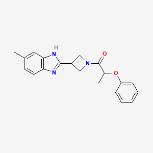 molecular formula C20H21N3O2 B2528971 1-(3-(5-methyl-1H-benzo[d]imidazol-2-yl)azetidin-1-yl)-2-phenoxypropan-1-one CAS No. 1396851-47-0