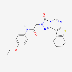 molecular formula C21H21N5O3S B2528978 N-(4-ethoxyphenyl)-2-{5-oxo-10-thia-3,4,6,8-tetraazatetracyclo[7.7.0.0^{2,6}.0^{11,16}]hexadeca-1(9),2,7,11(16)-tetraen-4-yl}acetamide CAS No. 1358601-44-1