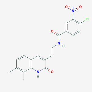 molecular formula C20H18ClN3O4 B2528982 4-chloro-N-[2-(7,8-dimethyl-2-oxo-1H-quinolin-3-yl)ethyl]-3-nitrobenzamide CAS No. 851408-11-2