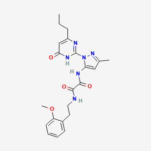 molecular formula C22H26N6O4 B2528985 N1-(2-methoxyphenethyl)-N2-(3-methyl-1-(6-oxo-4-propyl-1,6-dihydropyrimidin-2-yl)-1H-pyrazol-5-yl)oxalamide CAS No. 1014006-91-7