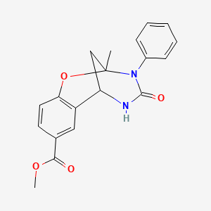 molecular formula C19H18N2O4 B2528989 2-méthyl-4-oxo-3-phényl-3,4,5,6-tétrahydro-2H-2,6-méthanobenzo[g][1,3,5]oxadiazocine-8-carboxylate de méthyle CAS No. 899962-59-5