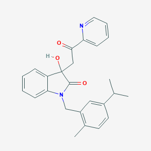 3-hydroxy-1-[2-methyl-5-(propan-2-yl)benzyl]-3-[2-oxo-2-(pyridin-2-yl)ethyl]-1,3-dihydro-2H-indol-2-one