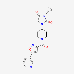 molecular formula C20H21N5O4 B2528996 3-Cyclopropyl-1-{1-[5-(pyridin-3-yl)-1,2-oxazole-3-carbonyl]piperidin-4-yl}imidazolidine-2,4-dione CAS No. 2097913-96-5