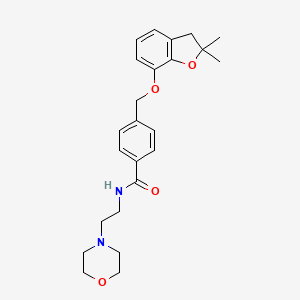molecular formula C24H30N2O4 B2529000 4-(((2,2-dimethyl-2,3-dihydrobenzofuran-7-yl)oxy)methyl)-N-(2-morpholinoethyl)benzamide CAS No. 322680-14-8