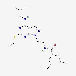 molecular formula C21H36N6OS B2529001 N-(2-(6-(乙硫基)-4-(异丁基氨基)-1H-吡唑并[3,4-d]嘧啶-1-基)乙基)-2-丙基戊酰胺 CAS No. 941948-73-8