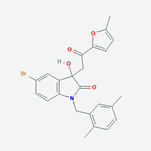molecular formula C24H22BrNO4 B252901 5-bromo-1-(2,5-dimethylbenzyl)-3-hydroxy-3-[2-(5-methylfuran-2-yl)-2-oxoethyl]-1,3-dihydro-2H-indol-2-one 
