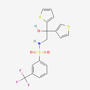 molecular formula C17H14F3NO3S3 B2529012 N-(2-hydroxy-2-(thiophen-2-yl)-2-(thiophen-3-yl)ethyl)-3-(trifluoromethyl)benzenesulfonamide CAS No. 2034483-20-8