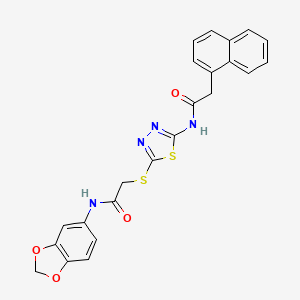 molecular formula C23H18N4O4S2 B2529019 N-(benzo[d][1,3]dioxol-5-yl)-2-((5-(2-(naphthalen-1-yl)acetamido)-1,3,4-thiadiazol-2-yl)thio)acetamide CAS No. 868973-13-1