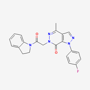 molecular formula C22H18FN5O2 B2529023 1-(4-fluorophenyl)-6-(2-(indolin-1-yl)-2-oxoethyl)-4-methyl-1H-pyrazolo[3,4-d]pyridazin-7(6H)-one CAS No. 942008-89-1