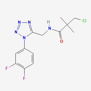 molecular formula C13H14ClF2N5O B2529034 3-chloro-N-((1-(3,4-difluorophenyl)-1H-tetrazol-5-yl)methyl)-2,2-dimethylpropanamide CAS No. 921143-59-1