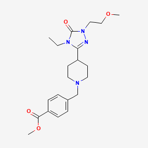 molecular formula C21H30N4O4 B2529036 methyl 4-((4-(4-ethyl-1-(2-methoxyethyl)-5-oxo-4,5-dihydro-1H-1,2,4-triazol-3-yl)piperidin-1-yl)methyl)benzoate CAS No. 1797288-59-5