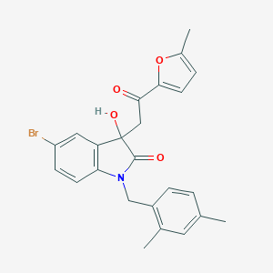 molecular formula C24H22BrNO4 B252904 5-bromo-1-(2,4-dimethylbenzyl)-3-hydroxy-3-[2-(5-methyl-2-furyl)-2-oxoethyl]-1,3-dihydro-2H-indol-2-one 