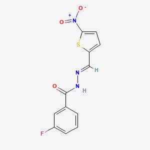 molecular formula C12H8FN3O3S B2529043 3-fluoro-N-[(E)-(5-nitrothiophen-2-yl)methylideneamino]benzamide CAS No. 394694-98-5