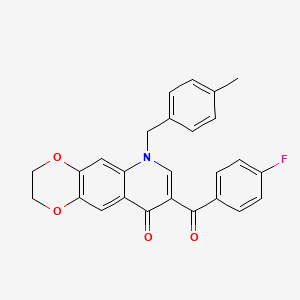 molecular formula C26H20FNO4 B2529046 8-(4-fluorobenzoyl)-6-(4-methylbenzyl)-2,3-dihydro[1,4]dioxino[2,3-g]quinolin-9(6H)-one CAS No. 902624-24-2