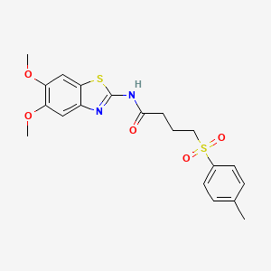 molecular formula C20H22N2O5S2 B2529053 N-(5,6-dimethoxybenzo[d]thiazol-2-yl)-4-tosylbutanamide CAS No. 941987-20-8