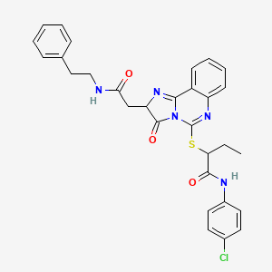 molecular formula C30H28ClN5O3S B2529057 N-(4-chlorophenyl)-2-((3-oxo-2-(2-oxo-2-(phenethylamino)ethyl)-2,3-dihydroimidazo[1,2-c]quinazolin-5-yl)thio)butanamide CAS No. 1023492-55-8
