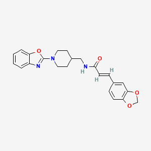molecular formula C23H23N3O4 B2529060 (E)-3-(苯并[d][1,3]二氧杂环-5-基)-N-((1-(苯并[d]恶唑-2-基)哌啶-4-基)甲基)丙烯酰胺 CAS No. 1798395-74-0