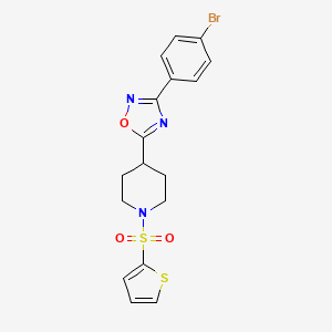 molecular formula C17H16BrN3O3S2 B2529063 4-[3-(4-Bromophenyl)-1,2,4-oxadiazol-5-yl]-1-(2-thienylsulfonyl)piperidine CAS No. 946294-16-2