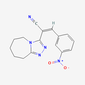 molecular formula C16H15N5O2 B2529065 (Z)-3-(3-硝基苯基)-2-(6,7,8,9-四氢-5H-[1,2,4]三唑并[4,3-a]氮杂环庚-3-基)丙烯腈 CAS No. 1164454-90-3
