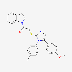molecular formula C27H25N3O2S B2529068 1-(吲哚啉-1-基)-2-((5-(4-甲氧基苯基)-1-(对甲苯基)-1H-咪唑-2-基)硫代)乙酮 CAS No. 1207041-59-5