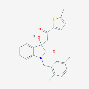 molecular formula C24H23NO3S B252907 1-(2,5-dimethylbenzyl)-3-hydroxy-3-[2-(5-methylthiophen-2-yl)-2-oxoethyl]-1,3-dihydro-2H-indol-2-one 