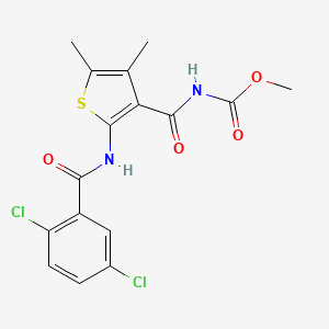 molecular formula C16H14Cl2N2O4S B2529070 甲基（2-(2,5-二氯苯甲酰胺基)-4,5-二甲基噻吩-3-羰基）氨基甲酸酯 CAS No. 896311-43-6