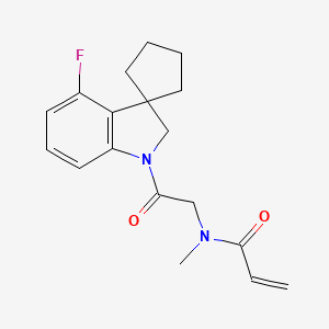 molecular formula C18H21FN2O2 B2529071 N-[2-(4-Fluorospiro[2H-indole-3,1'-cyclopentane]-1-yl)-2-oxoethyl]-N-methylprop-2-enamide CAS No. 2199900-42-8