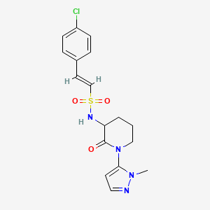 molecular formula C17H19ClN4O3S B2529077 (E)-2-(4-Chlorophenyl)-N-[1-(2-methylpyrazol-3-yl)-2-oxopiperidin-3-yl]ethenesulfonamide CAS No. 2111872-80-9