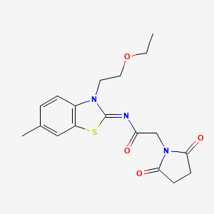(Z)-2-(2,5-dioxopyrrolidin-1-yl)-N-(3-(2-ethoxyethyl)-6-methylbenzo[d]thiazol-2(3H)-ylidene)acetamide