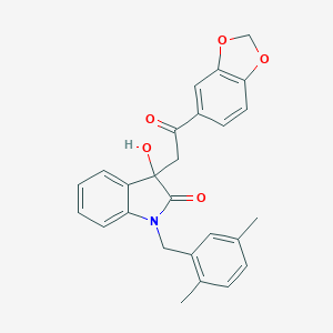 molecular formula C26H23NO5 B252908 3-[2-(1,3-benzodioxol-5-yl)-2-oxoethyl]-1-(2,5-dimethylbenzyl)-3-hydroxy-1,3-dihydro-2H-indol-2-one 