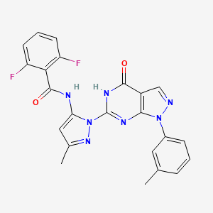 molecular formula C23H17F2N7O2 B2529089 2,6-二氟-N-(3-甲基-1-(4-氧代-1-(间甲苯基)-4,5-二氢-1H-吡唑并[3,4-d]嘧啶-6-基)-1H-吡唑-5-基)苯甲酰胺 CAS No. 1171049-89-0