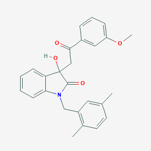 molecular formula C26H25NO4 B252909 1-(2,5-dimethylbenzyl)-3-hydroxy-3-[2-(3-methoxyphenyl)-2-oxoethyl]-1,3-dihydro-2H-indol-2-one 