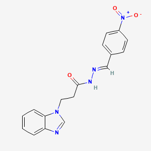 molecular formula C17H15N5O3 B2529090 (E)-3-(1H-苯并[d]咪唑-1-基)-N'-(4-硝基苄亚胺)丙烷酰肼 CAS No. 401607-35-0