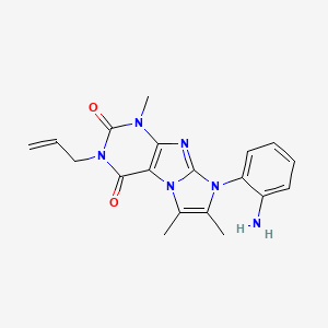 molecular formula C19H20N6O2 B2529094 3-烯丙基-8-(2-氨基苯基)-1,6,7-三甲基-1H-咪唑并[2,1-f]嘌呤-2,4(3H,8H)-二酮 CAS No. 915887-65-9