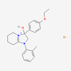molecular formula C22H27BrN2O2 B2529095 3-(4-Ethoxyphenyl)-3-hydroxy-1-(o-tolyl)-2,3,5,6,7,8-hexahydroimidazo[1,2-a]pyridin-1-ium bromide CAS No. 2359672-79-8