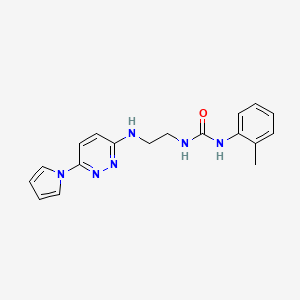molecular formula C18H20N6O B2529096 1-(2-((6-(1H-吡咯-1-基)嘧啶并[3,2-d]嘧啶-3-基)氨基)乙基)-3-(邻甲苯基)脲 CAS No. 1396874-16-0