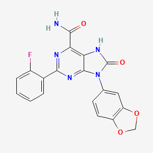 molecular formula C19H12FN5O4 B2529099 9-(1,3-benzodioxol-5-yl)-2-(2-fluorophenyl)-8-oxo-7H-purine-6-carboxamide CAS No. 898422-71-4