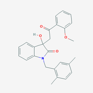 molecular formula C26H25NO4 B252910 1-(2,5-dimethylbenzyl)-3-hydroxy-3-[2-(2-methoxyphenyl)-2-oxoethyl]-1,3-dihydro-2H-indol-2-one 